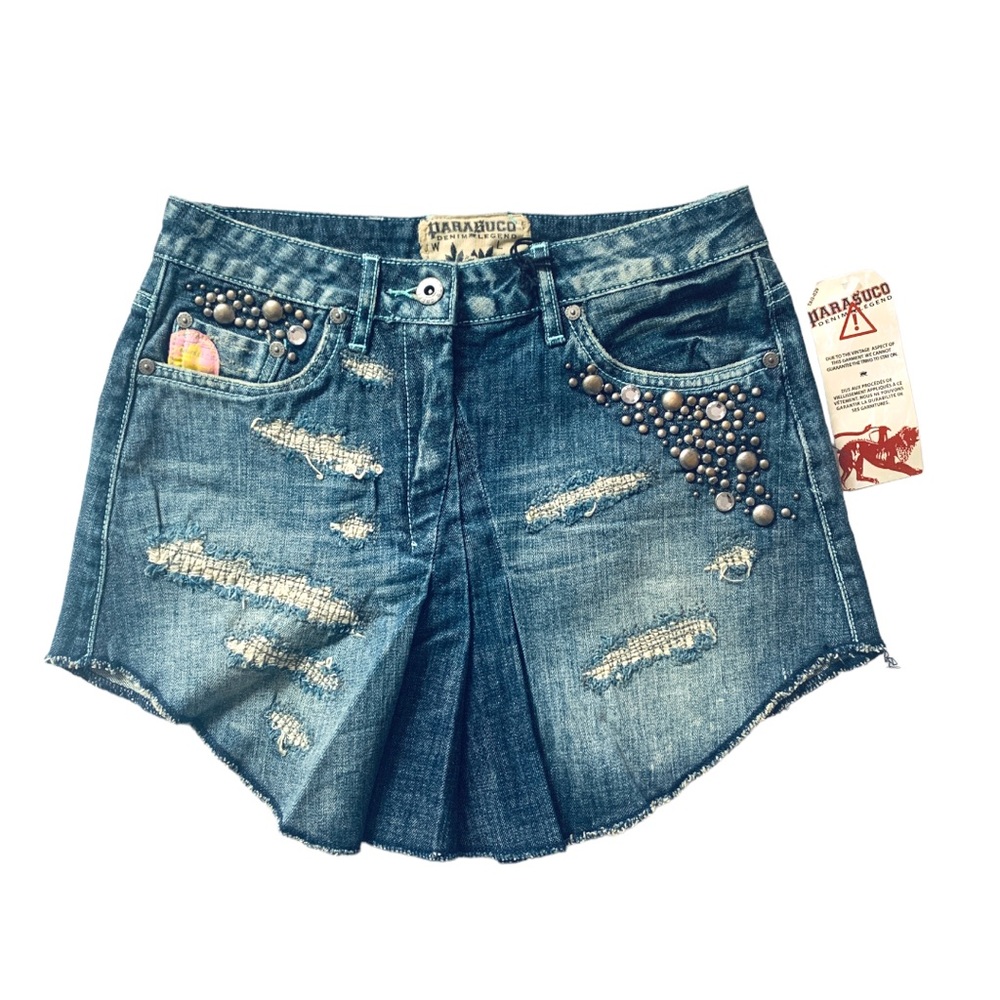 NWT Vintage Parasuco Distressed Studded Mini Skirt size 8